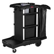 RUBBERMAID HIGH SECURITY EXECUTIVE JANITORIAL CLEANING CART, BLACK