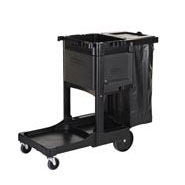RUBBERMAID HIGH SECURITY EXECUTIVE JANITORIAL CLEANING CART TRADITIONAL, BLACK