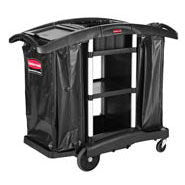 RUBBERMAID HIGH SECURITY EXECUTIVE JANITORIAL CLEANING N RECYCING CART, BLACK