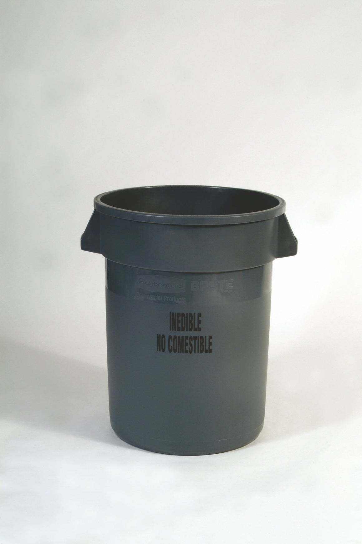 BRUTE CONTAINER 32gal W/O LID GRAY "INEDIBLE" IMPRINT