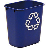 RUBBERMAID RECYCLING GREEN CONTAINER 13-5/8qt W/"WE RECYCLE" IMPRINT