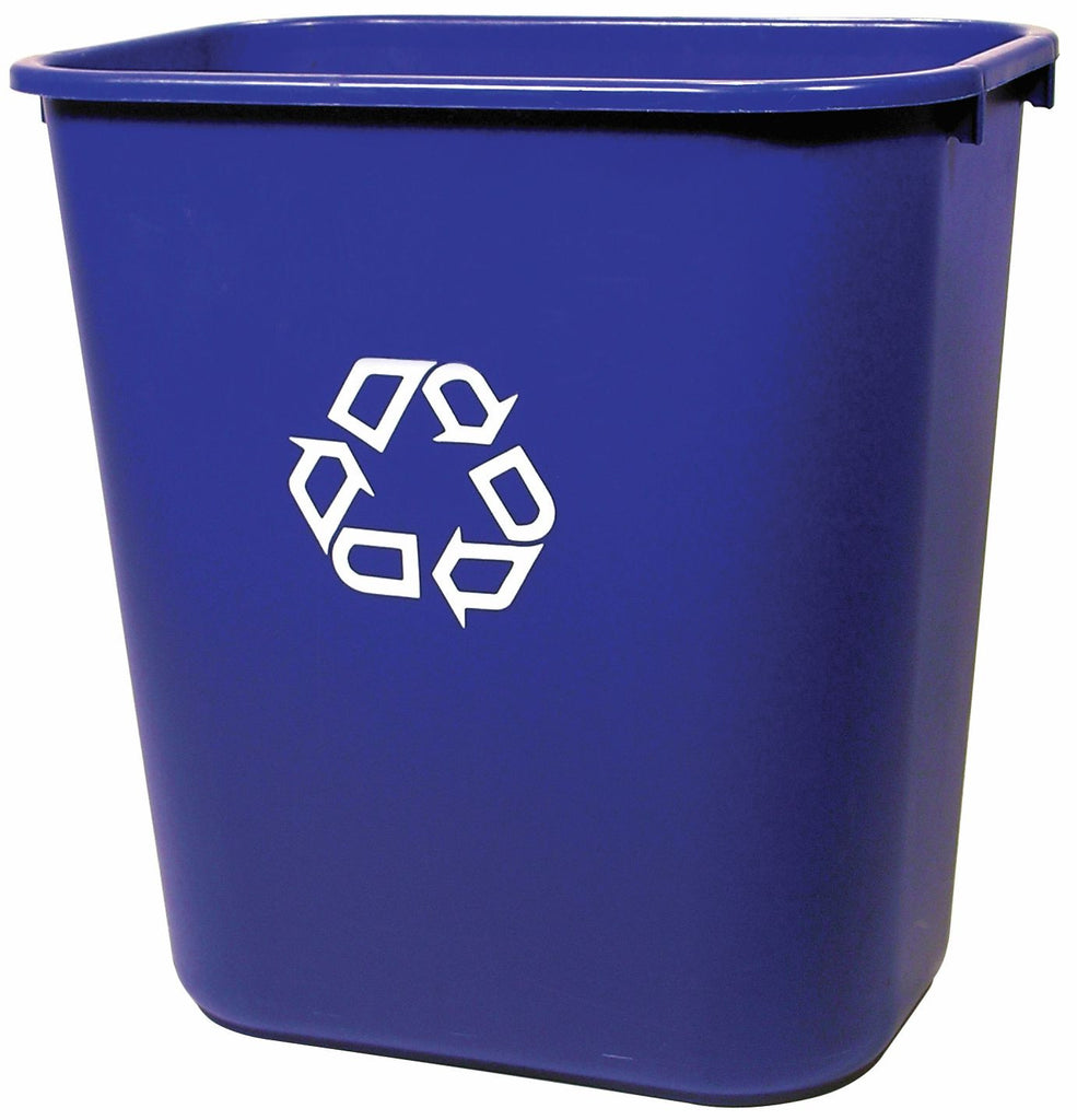 WASTEBASKET RECT 28-1/8qt BLUE W/U-RECYCLE SYMBOL