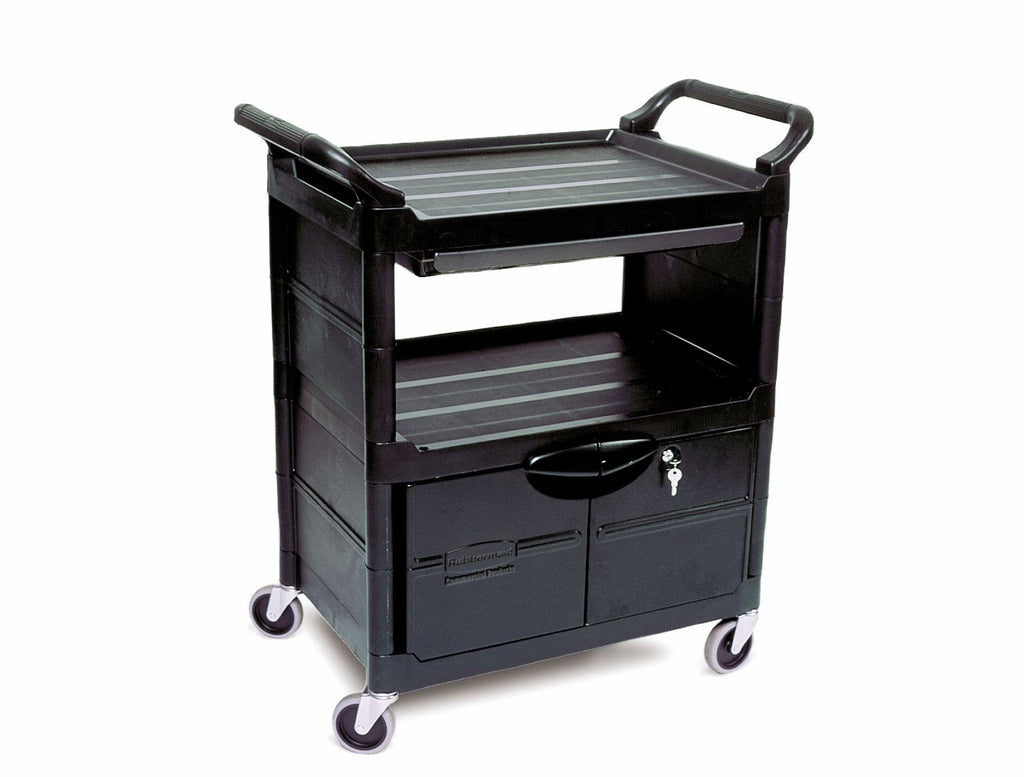 UTILITY CART W/LOCKABLE DOORS,SLIDING DRAWER &4" SWIVEL CASTERS