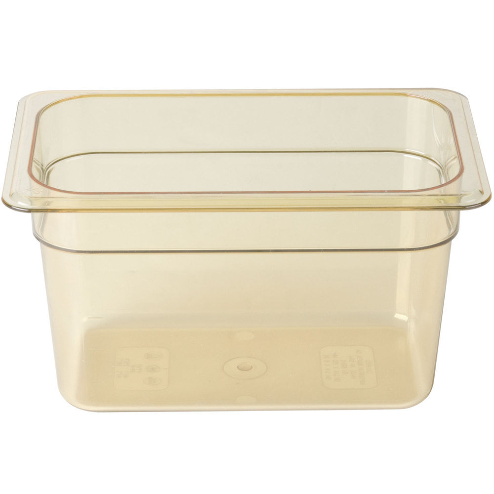 RUBBERMAID 1/4 SIZE, FOOD PAN, 4" W/LID AMBER