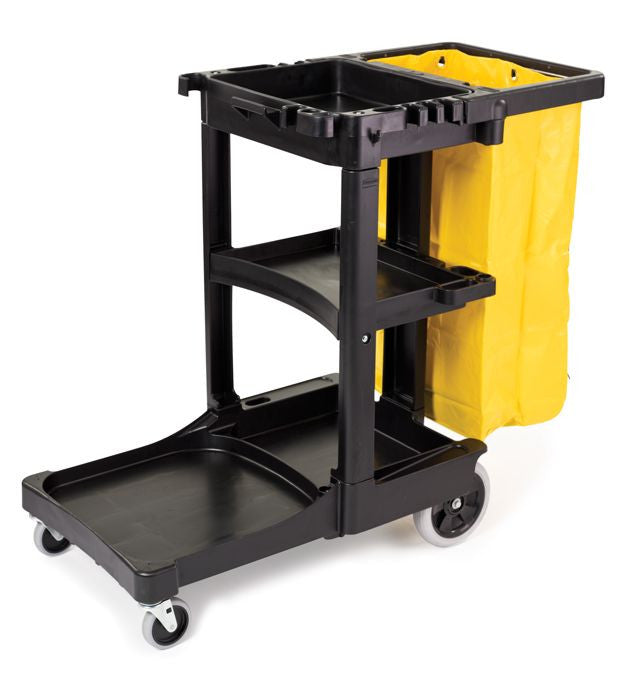 JANITOR CART BLACK W/ZIPPERED YELLOW VINYL BAG