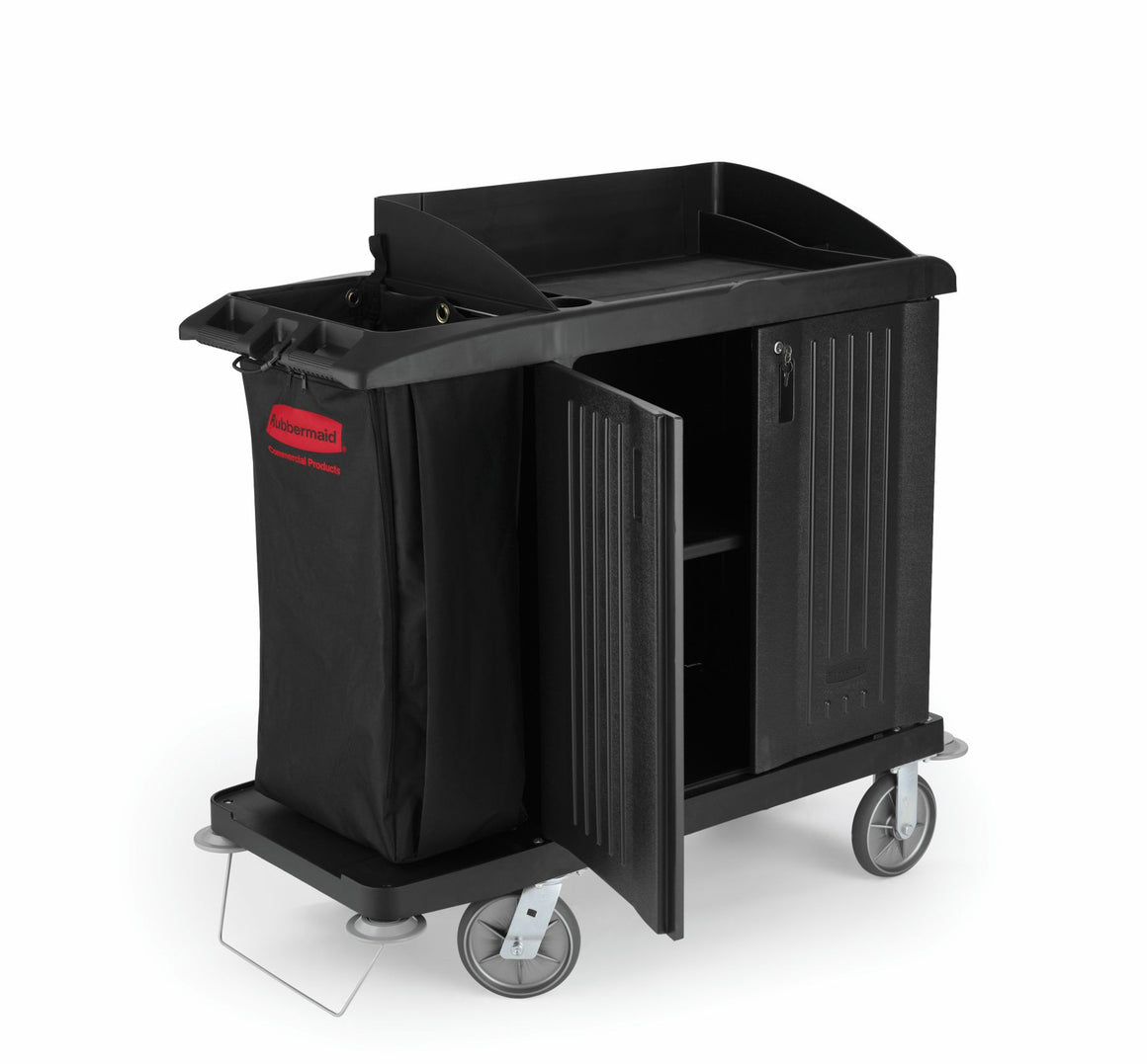 COMPACT CART W/DOOR, VINYL BAG, BUMPER & VACUUM HOLDER BLACK