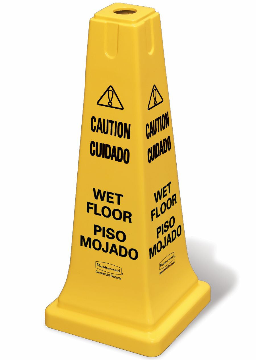 SAFETY CONE "CAUTION" WET FLOOR SIGN YELLOW