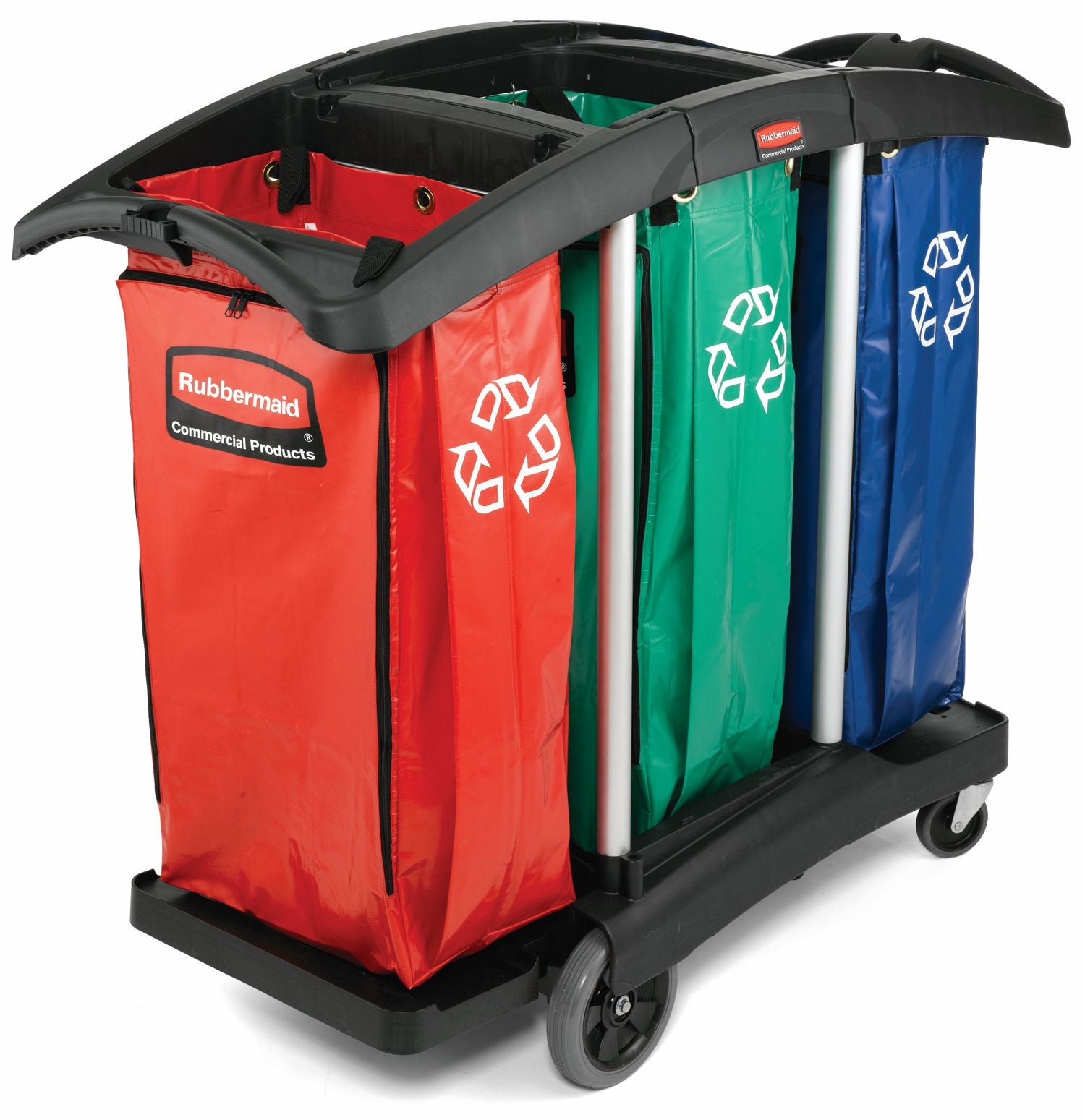 RUBBERMAID TRIPLE CAPACITY CLEANING CART with RECYCLING BAG (3 COLOR ...