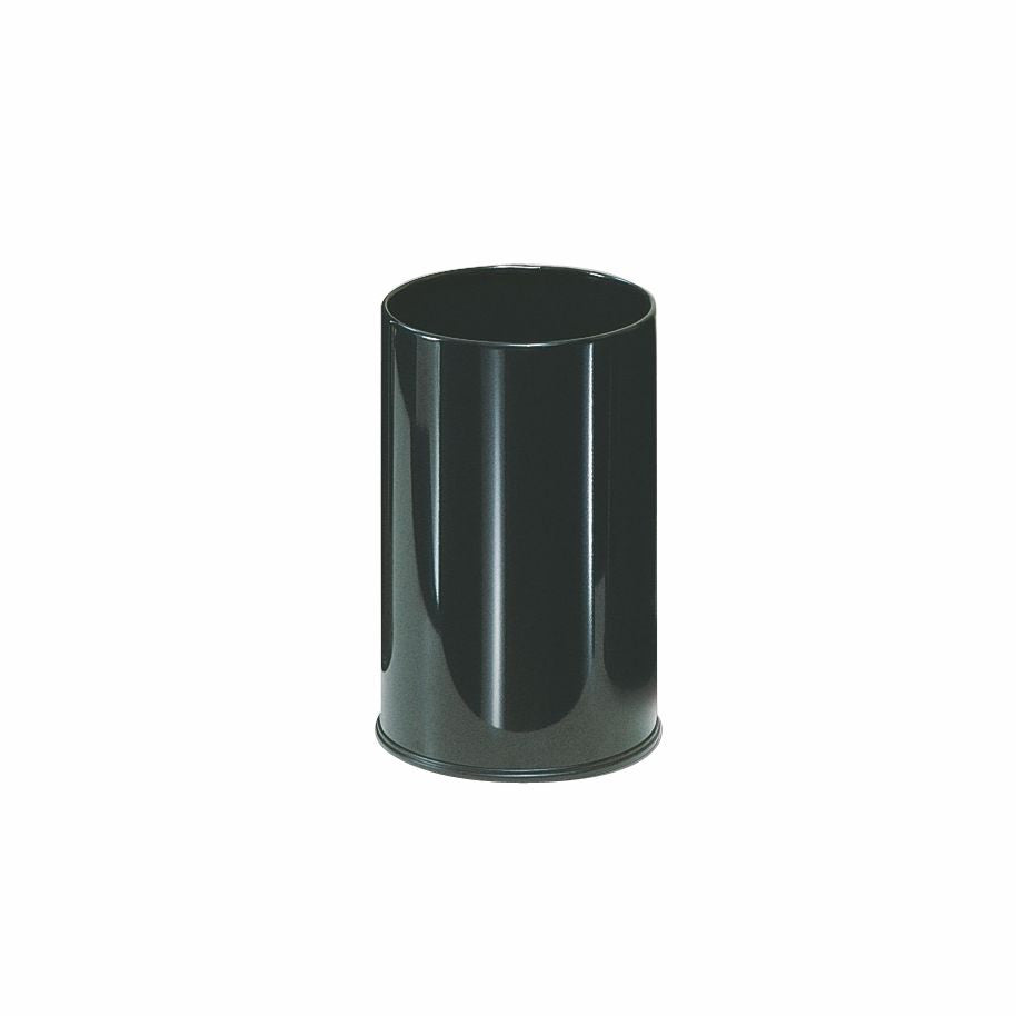 5gal 10"x15" RD.WASTEBASKET BLACK POWDER COAT FINISH