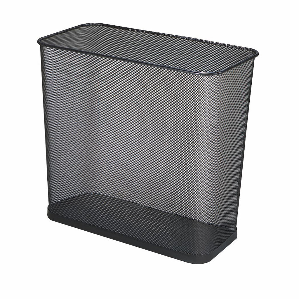 7.5gal  16"x14" STEEL MESH WASTEBASKET RECT. BLACK